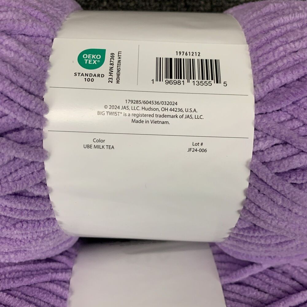 Lot Of 2 Big Twist Posh Ube Milk Tea Yarn 233Yd 7.05oz Ea Brand New Discontinued - Picture 6 of 6